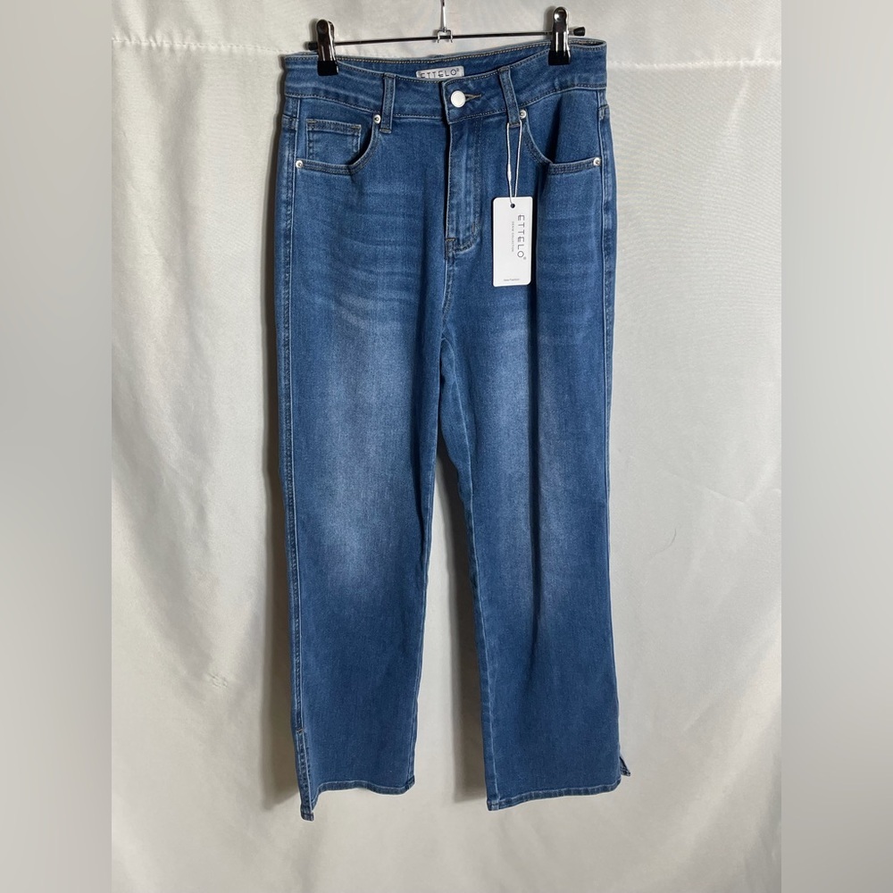 ETTELO Denim Collection High Rise Straight Leg Jeans Blue Size 6 NWT
